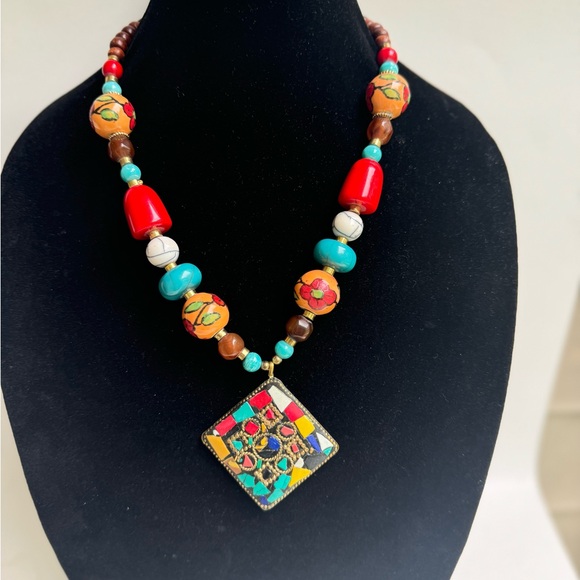 MULTICOLOR Denkays tribal necklace,statement necklace, African necklace,large - Picture 8 of 8